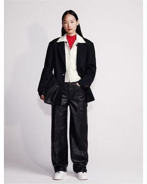 Calvin Klein Leather Wide Leg Cargo Pants - Blue