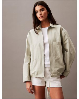 Calvin Klein Tech Cotton Blend Full Zip Jacket - Brown