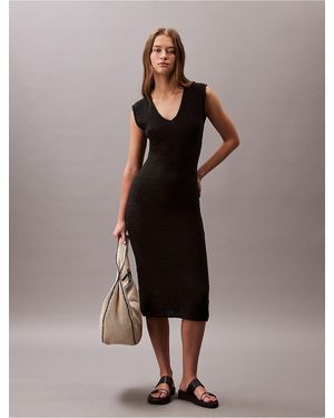 Calvin Klein Calvin Klein Knit Sleeveless Midi Dress - Black