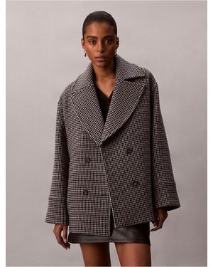 Calvin Klein Wool Blend Pea Coat - Gray