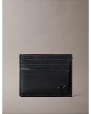 Calvin Klein Suede Monogram Card Case - Gray