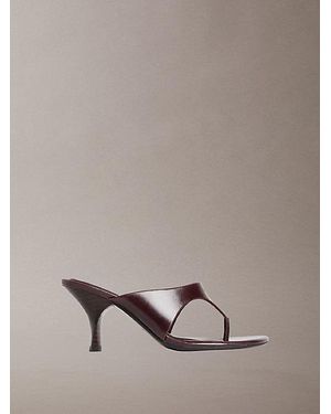 Calvin Klein Elisa Leather Kitten Heel Sandals - Red