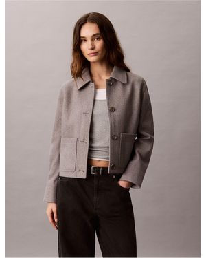 Calvin Klein Calvin Klein Faux Wool Stand Collar Jacket - Multicolor