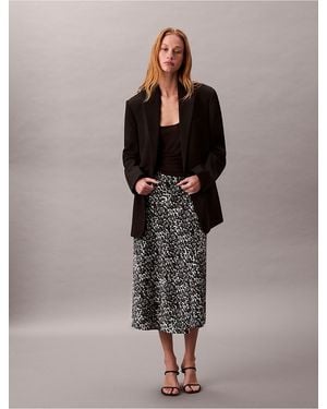 Calvin Klein Printed Satin Midi Skirt - Brown