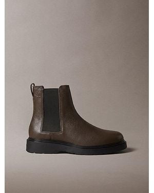 Calvin Klein Jeans Leather Lug Chelsea Boots - Brown