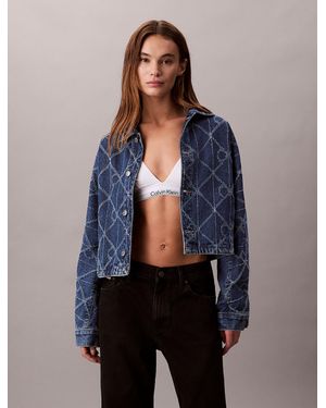 Calvin Klein All-Over Logo Denim Jacket - Blue