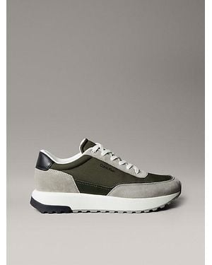 Calvin Klein Leather Mix Runner Trainers - Metallic