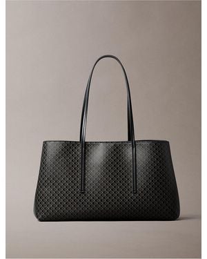 Calvin Klein Allover Emblem Logo Tote Bag - Gray