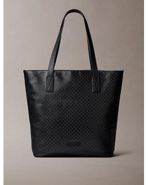Calvin Klein Allover Emblem Logo Tote Bag - Black