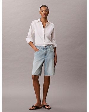 Calvin Klein Logo Tape Bermuda-Shorts Aus Denim - Grau