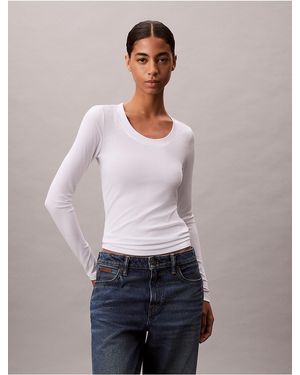 Calvin Klein Modal Stretch Rib Slim T-Shirt - White