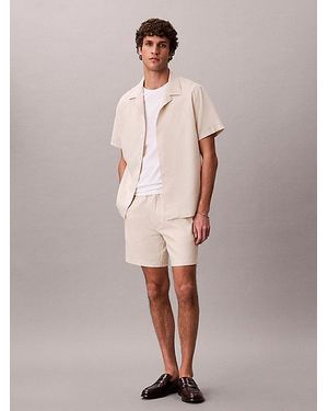 Calvin Klein Linen Blend Classic Button Down Shirt - Pink