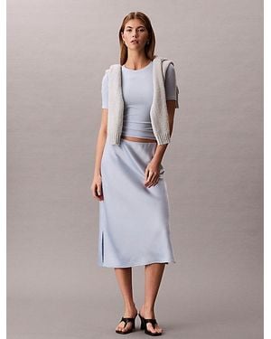 Calvin Klein Textured Satin Midi Skirt - Purple