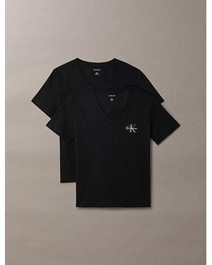 Calvin Klein 2-Pack T-Shirts Met V-Hals - Zwart
