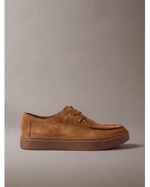 Calvin Klein Suede Hybrid Cupsole Lace Up Shoes - Brown