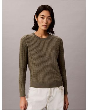 Calvin Klein Calvin Klein Cotton Cable Knit Sweater - Green