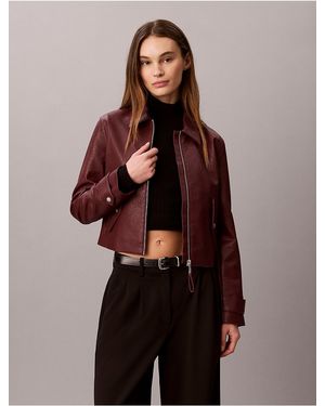 Calvin Klein Calvin Klein Faux Leather Moto Jacket - Brown