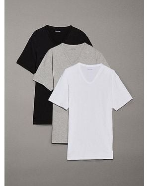 Calvin Klein Cotton Stretch Blend 3-Pack V-Neck Sleep T-Shirt - Black