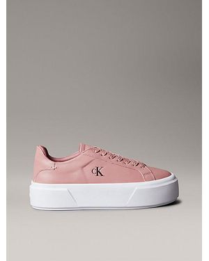 Calvin Klein Plateau-Sneakers Aus Leder Mit Charakteristischem Logo - Pink