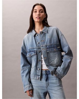 Calvin Klein Calvin Klein Distressed Denim Jacket - Blue