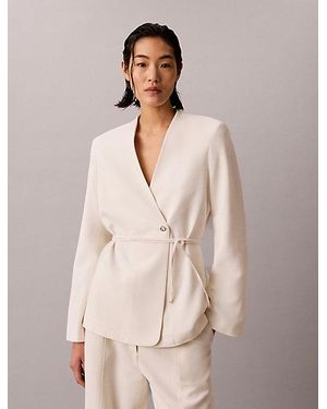 Calvin Klein Textured Shine Blazer - Natural