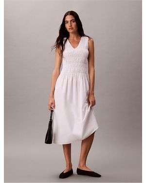 Calvin Klein Cotton Poplin Midi Dress - Pink