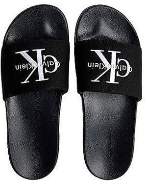 Calvin Klein Canvas Contoured Logo Sliders - Black