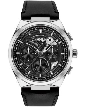 Calvin Klein Skeleton Dial Chronograph Watch - Black