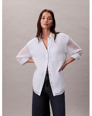 Calvin Klein Túnica de trabajo con mangas enrolladas - Blanco