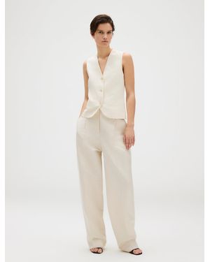 Calvin Klein Relaxed Linen Pleated Trousers - White