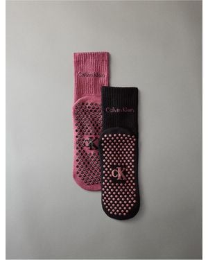 Calvin Klein Gripper Cushion High Quarter 2-Pack Socks - Red