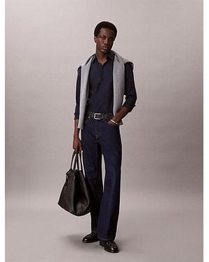 Calvin Klein Cotton Stretch Slim Button Down Shirt - Blue