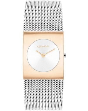 Calvin Klein Geometric Dial Mesh Bracelet Watch - White