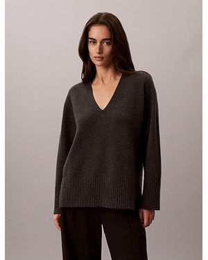 Calvin Klein Wool V Neck Jumper - Black