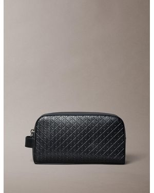 Calvin Klein Embossed Emblem Logo Wash Bag - Grey