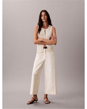 Calvin Klein Wide Leg Cropped Chino Pant - Natural