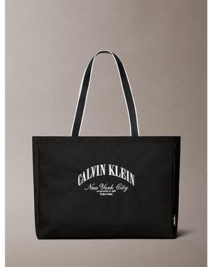 Calvin Klein Heritage Crest Logo Tote Bag - Zwart