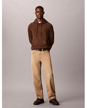 Calvin Klein Jeans Cotton Terry Badge Hoodie - Brown