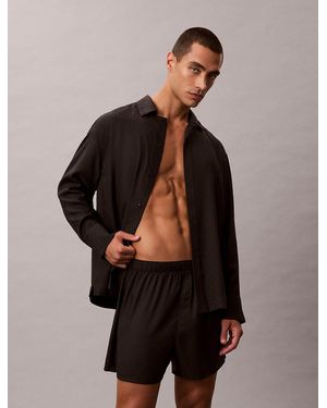 Calvin Klein Satin Jacquard Pyjama Shorts - Black