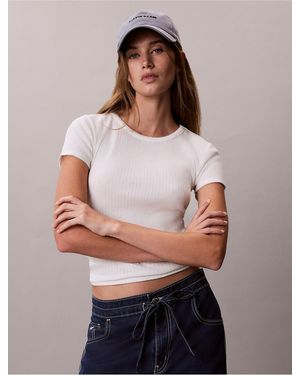 Calvin Klein Calvin Klein Pointelle Knit Short Sleeve Top - Multicolor