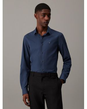 Calvin Klein Slim Poplin Stretch Shirt - Blue