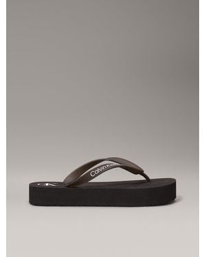 Calvin Klein Platform Flip Flops - Grey