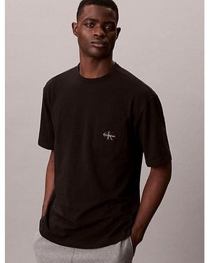 Calvin Klein Pyjama T-Shirt Icon Cotton Stretch Graphic - Black