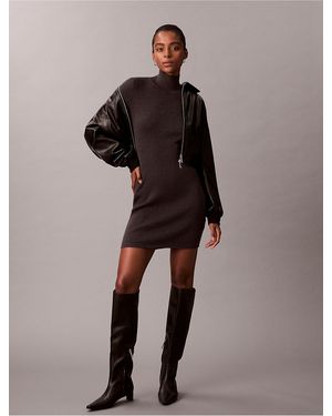 Calvin Klein Calvin Klein Lurex Merino Wool Blend Rib Sweater Dress - Multicolor