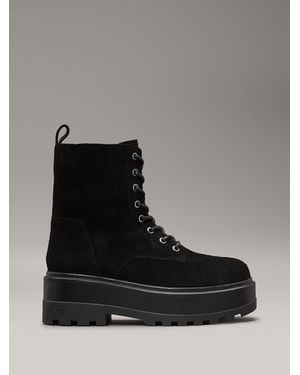 Calvin Klein Suede Platform Boots - Black