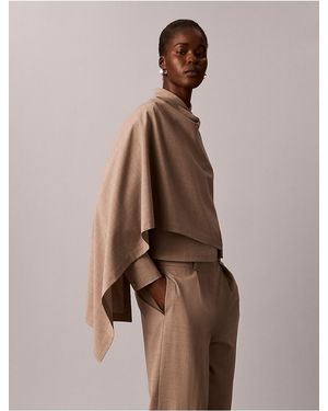 Calvin Klein Scarf Draped Button-Down Shirt - Brown