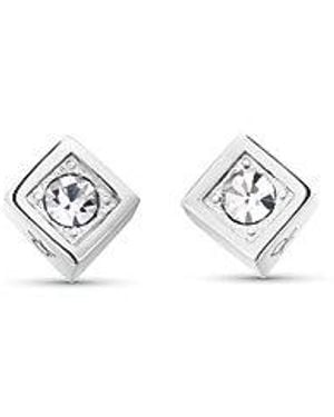 Calvin Klein Jeans Crystal Sculpted Cube Stud Earrings - White