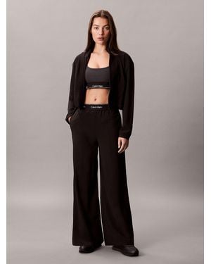 Calvin Klein Performance Wide Leg Tracksuit Bottoms - Black