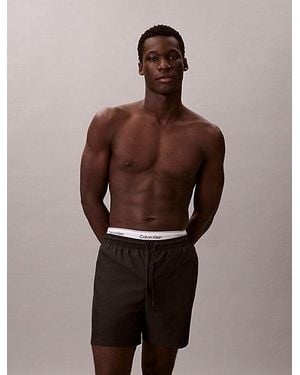 Calvin Klein Medium Drawstring Swim Shorts Ck Essentials - Brown
