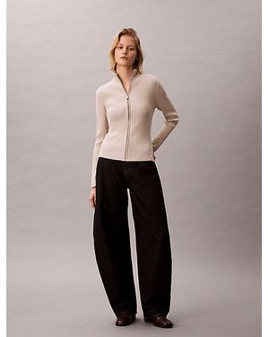 Calvin Klein Formgestrickter Cardigan Mit Reißverschluss - Pink